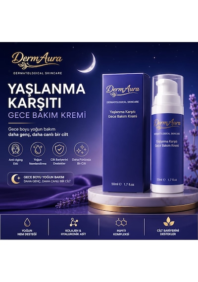 Dermaura Yaşlanma Karşıtı Gece Bakım Kremi Kolajen & Hyaluronik Asit 50 Ml