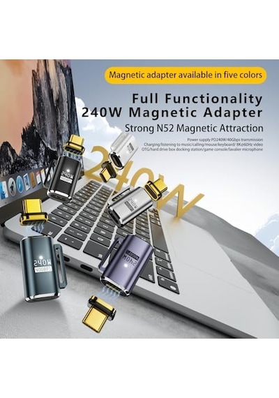 240w Pd3.1 Manyetik Usb-c Adaptör 40gbps Usb4.0 Veri Aktarımı Tam Fonksiyonlu Ve Çok Yönlü Otget