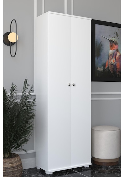 8 Raflı Çok Amaçlı Mutfak, Banyo, Kiler Dolabı Beyaz / Beyaz