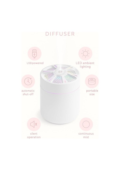 Busstier Led Işıklı Mini Aroma Difüzör Beyaz Usb Hava Nemlendirici Sessiz Çalışan Taşınabilir Nem Makinesi Mas