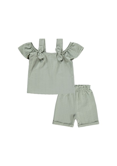 Civil Baby Fiyonk Askılı Şortlu 6-18 Ay Takım - Yeşil Çağla Yeşili