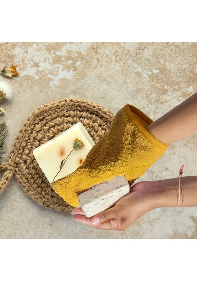 Bambu Kese Banyo Lifi Peeling Vücut Scrub Derin Temizlik Hardal