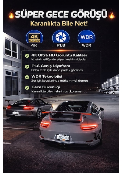 K17 4k Araç Kamerası Ön-arka Çift Lens Wifi Gps Dash Cam Gece Net Kayıt Araç İçi Güvenlik Kamerası