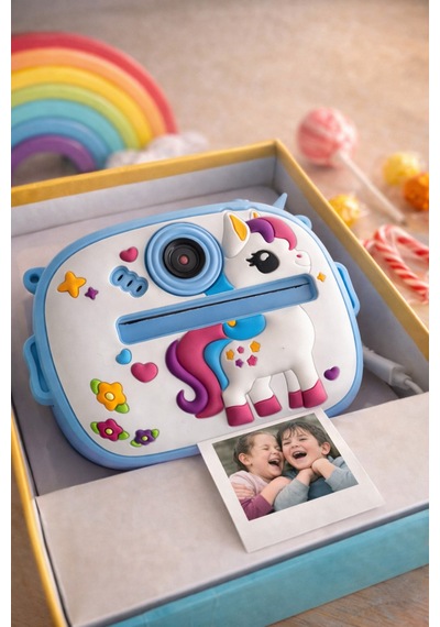 Çocuk Dijital Kamera Unicorn Sevimli At Temalı Termal Yazıcılı 2.4 İnç Ekran Fotoğraf Video Selfie 3 Oyunlu Anında Baskı Makinesi Print Kamera Çift Kamera, Silikon Kılıf Çocuk Dijital Kamera Unicorn Sevimli At Temalı Termal Yazıcılı 2.4 İnç Ekran Fotoğraf Video Selfie 3 Oyunlu Anında Baskı Makinesi Print Kamera Çift Kamera, Silikon Kılıf