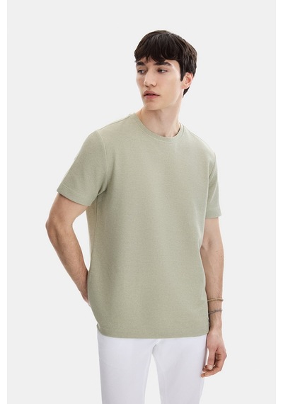Backandbond Mint Yeşil Regular Fit Örme Bisiklet Yaka Tişört Mint Yeşili
