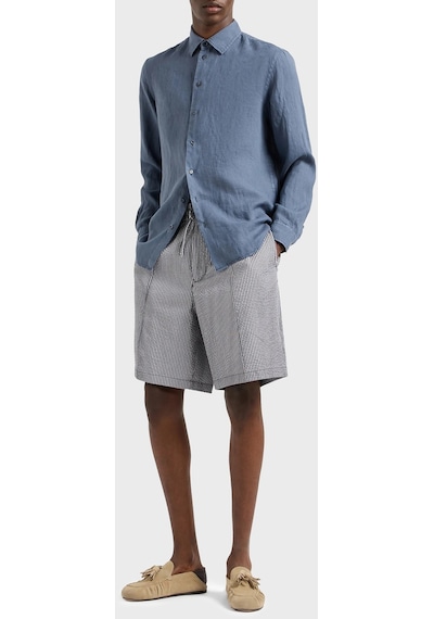 Emporio Armani Erkek Short 3D1Pe2 1Npız 06F8 Gri-Beyaz Gri - Beyaz