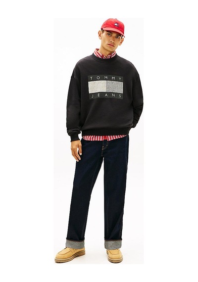 Tommy Hilfiger Tjm 90s Distressed Logolu Sweatshirt-13145 Siyah