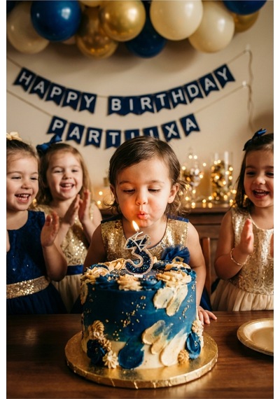 Taç Detaylı Siyah Kristal Taşlı Rakam Mum Doğum Günü Pasta Süsü