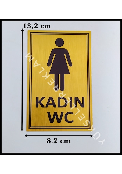 Kadın Erkek Çift Yönlendirme Wc Tabelası Sarı Renk (460495502)