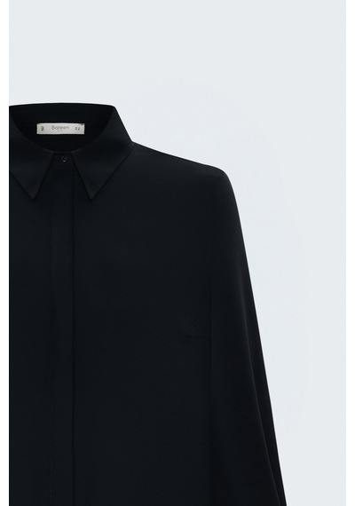 Sateen Desenli Klasik Gömlek - Lacivert-137937