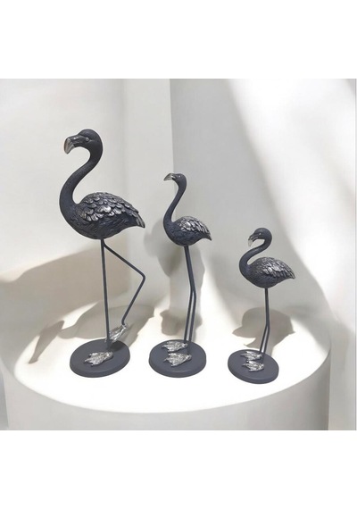 Metal Ayaklı 3 Lü Flamingo Gri-Eskitme