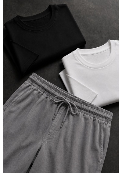Erkek Keten Gri Şort & Siyah-beyaz Basic Pamuklu 2 Li Set Tişört Premium Rahat Kalıp 3 Lü Yazlık Takım Siyah+beyaz-tişört/gri-şort Erkek Keten Gri Şort & Siyah-beyaz Basic Pamuklu 2 Li Set Tişört Premium Rahat Kalıp 3 Lü Yazlık Takım Siyah+beyaz-tişört/gri-şort