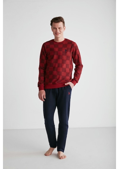 U.S. Polo Assn. U.s Polo Assn 18713 Erkek Bordo Yuvarlak Yaka Pijama Takımı 001