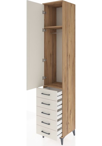Hyperion Dolap 2 Raflı 5 Çekmeceli Tek Askılı 44x44x243 Çam-a... Çam Hyperion Dolap 2 Raflı 5 Çekmeceli Tek Askılı 44x44x243 Çam-a... Çam