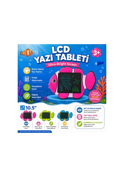 Lcd Yazı Tableti Balık Tasarımlı Çizim & Yazı Tahtası 10.5 İnç Çok Renkli - 894409891