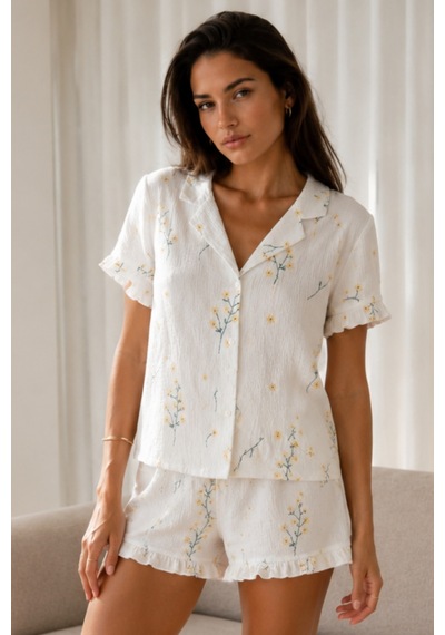 Kadın Düz Pamuk Homewear Çok Renkli Pijama Takımı
