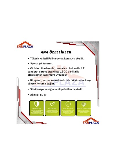Baymax Bx-2550 Armor Antifog Şeffaf Buğu Yapmayan Toz Çapak Koruyucu Uv Korumalı Laboratuvar İşçi İş Güvenlik