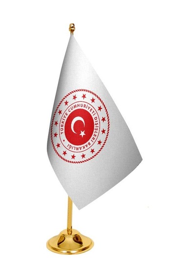 Masa Üstü Dışişleri Bakanlığı Bayrağı + Pirinç Direk Masa Bayrak