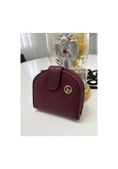 Store Çok Bölmeli Kadın Şık El Çantası Cüzdan Bordo