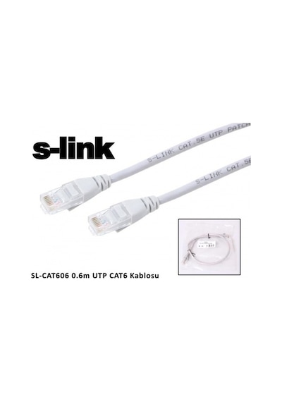 S-Link Sl-Cat606 Cat6 Patch 60Cm Kablo Gri