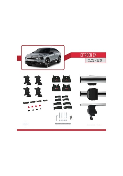 Citroen C4 2020 Ve Sonrası İle Uyumlu Ace-4 Ara Atkı Tavan Barı Gri