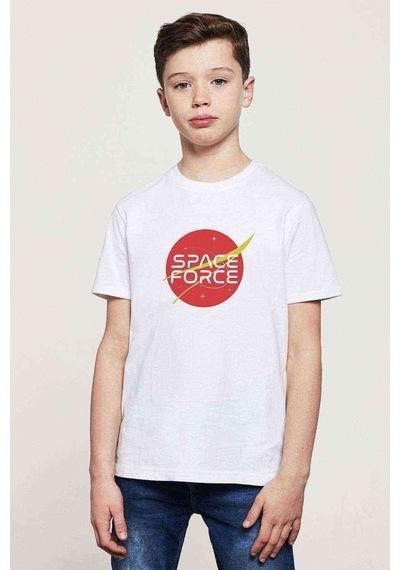 Tshirthane Nasa Baskılı Unisex Çocuk Beyaz T-Shirt (534787333)