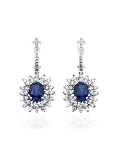 5.35 Karat Safir Pırlanta Küpe - Hrd Sertifikalı