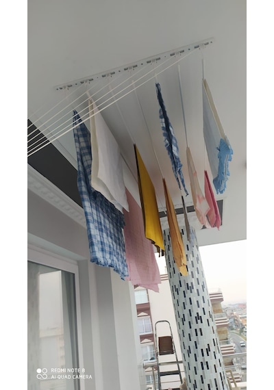 Yıldız White 4 Sıralı 150 Cm Boyunda Asansörlü Çamaşır Kurutucu Gümüş