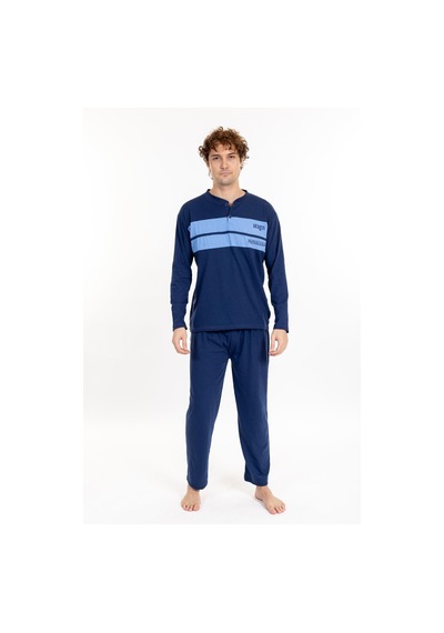 Pemilo Erkek 835 Uzun Kol Süprem Pijama Takımı Lacivert Lacivert