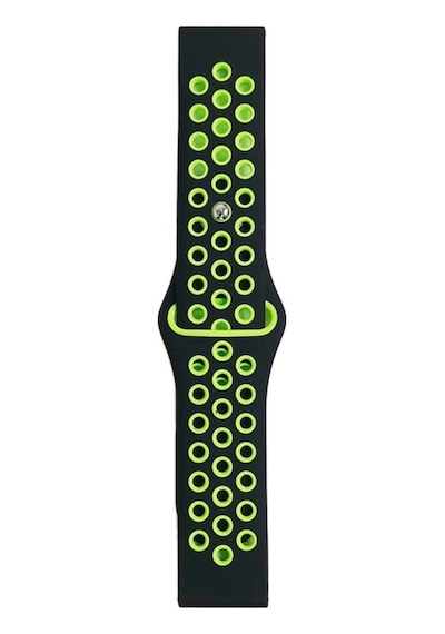 Watch 20mm Spor Delikli Kordon - Siyah-yeşil Diğer