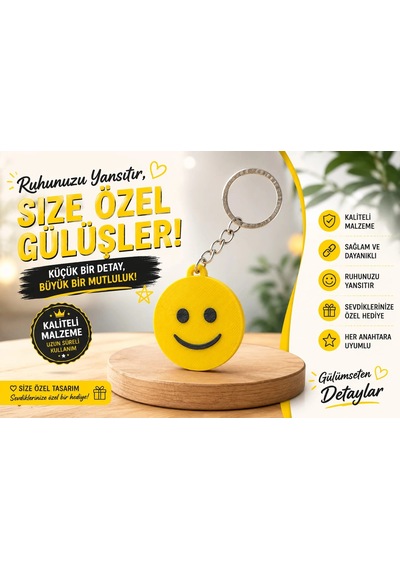 Emoji Anahtarlık , Tebessüm Emoji Şeklinde Araç Anahtarlık - Emoji Araba Anahtarlığı
