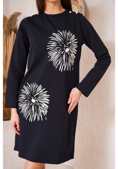 Darlin Moda Lacivert Düğme Detaylı Tunik DM60346 Lacivert