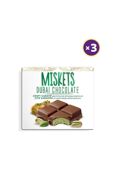 Sütlü Dubai Çikolatası 100 Gr X 3 Adet