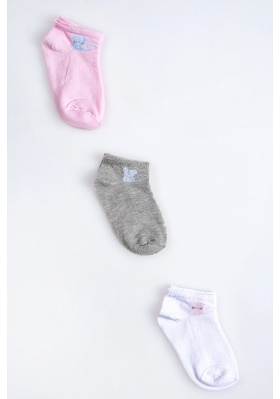 Cocole Socks Kız Bebek Patik Çorabı 3 Lü Set Pamuklu Minik Figürlü Hayvan Desenli Çok Renkli