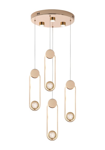 Beckett 4'lü Kristal Top Başlıklı Gold Sarkıt Led Avize Gold