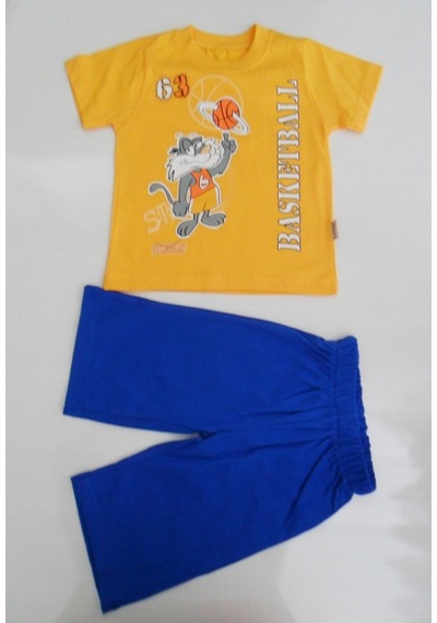 Beyzababykids Basketbol Baskılı Erkek Çocuk Takım Dar Kalıp,Erkek Bebek Giyim Sarı - Mavi