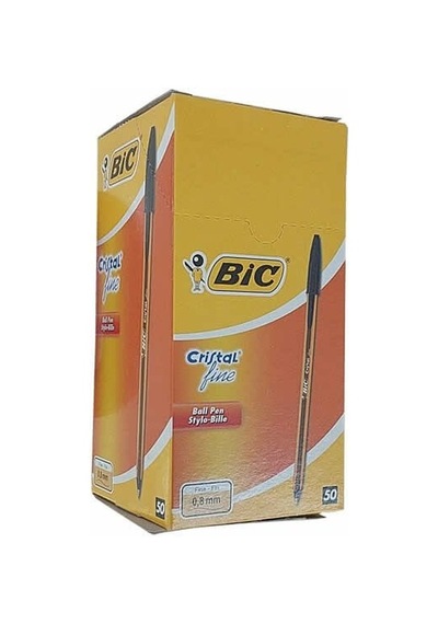 Bic 50 Li Cristal Fine Siyah Tükenmez Kalem