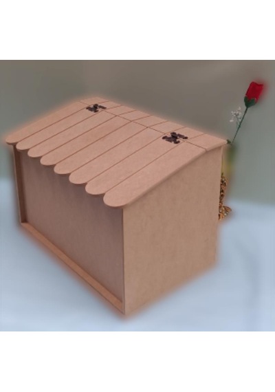 Hobi Dekoratif Ekmeklik Ev Şekli Ahşap Mdf Ham El Yapımı Kahverengi