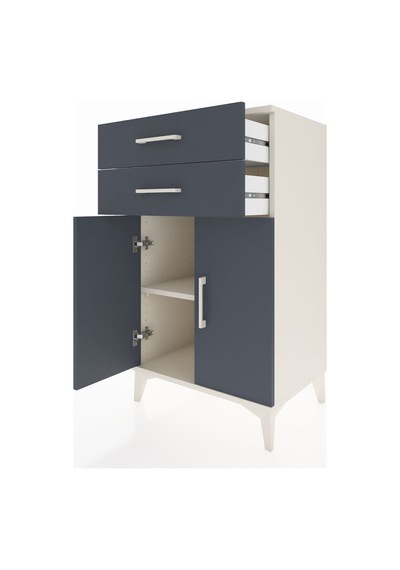 Hyperion Komodin Tek Raflı 2 Çekmeceli 2 Kapaklı 60x44x106 Aytaşı-antrasit Aytası