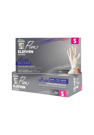 Flex Tpe Krem Eldiven 100 Adet Small - Tek Kullanımlık Hijyen Eldiveni 2'li Ekonomik Paket - 2 Tarı