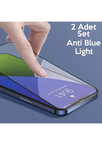 Baseus Apple     Uyumlu iPhone 12 Pro Max 6.7 0.3mm Full Anti Blue Light Tempered Cam Ekran Koruyucu 2adet Set- 5775