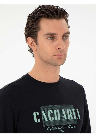 Siyah Regular Fit Bisiklet Yaka Sweatshirt Lacivert