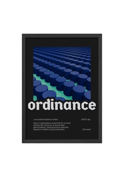 Ordinance Siyah Ahşap Çerçeveli Poster, Dekoratif Hediyelik Duvar Tablosu