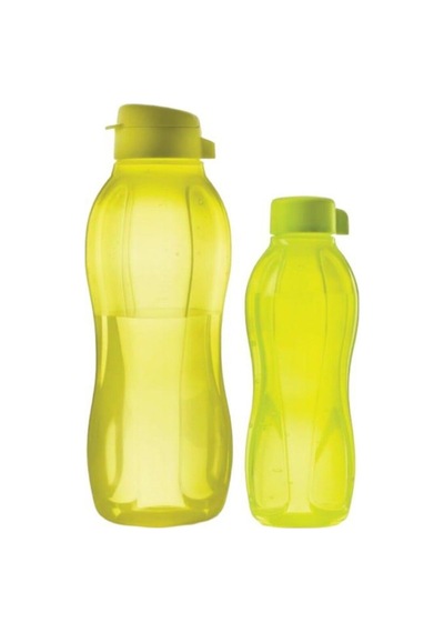 Eco Şişe Sarı Vidalı Kapak 750ml Ve Kolay Kapak 1.5 Lt Matara Suluk 2 Li Set Sarı