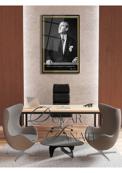 Mustafa Kemal Atatürk Ve Sözleri Cam Tablo,modern Ev Ofis Salon Duvar Dekoru,hediyelik