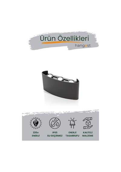 He-001 Dekoratif Çift Yönlü Iç Dış Mekan Duvar Aydınlatma Led Aplik Duvar Lambası Modern Aplik Siyah