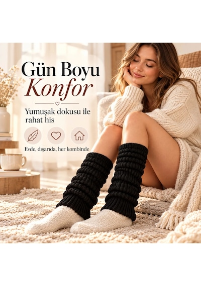 Genel Kadın Siyah Fitilli Örgü Tozluk 3'lü Seti %97 Pamuk %3 Polyester Büzgü Siyah / Standart / 3 Adet