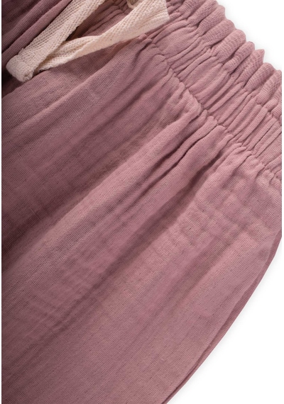 Cigit Beli Fırfırlı Geniş Kesim Müslin Pantolon 1-8 Yaş Bakır Bakır