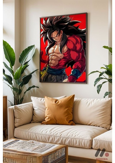 Dragon Ball Goku Ssj4 Poster, Siyah Çerçeveli Duvar Tablosu - Anime Severlere Özel Hediye