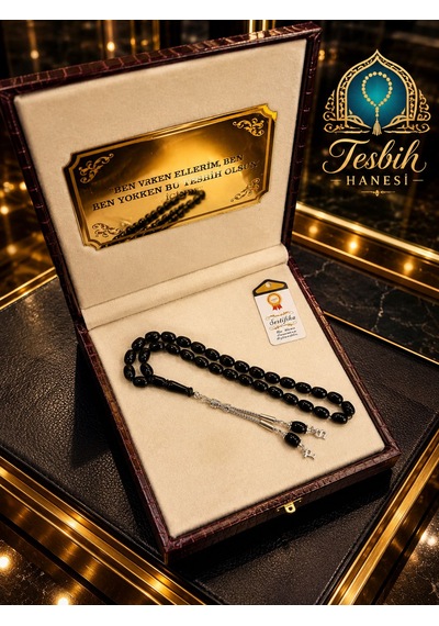Tesbih Hanesi Ateş Kehribar Tesbih Harfli Kişiye Özel Seri Sıkma Kehribar Tesbih Usta Işi Tesbih Gümüş Kaplama Siyah